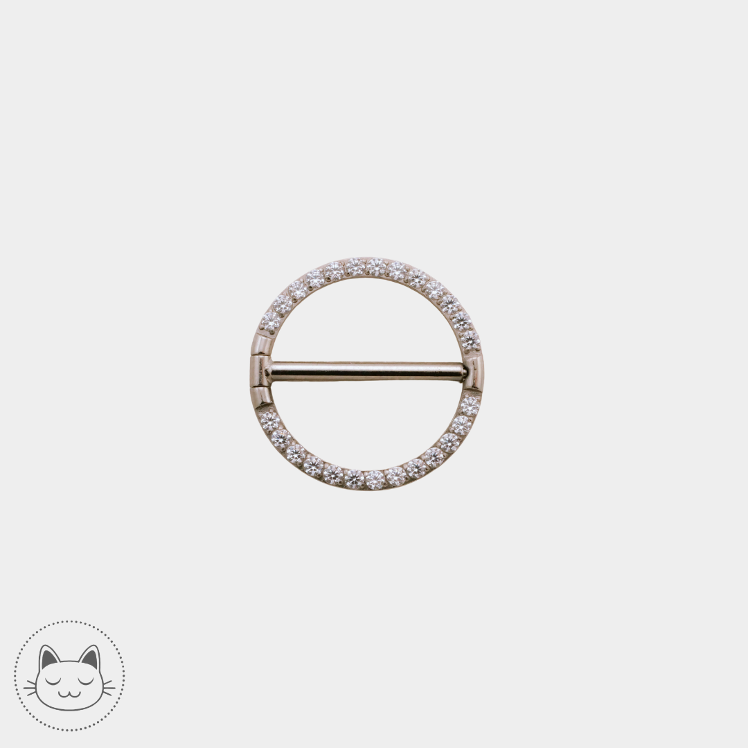 Bijou téton - Titane - Zircons Blancs