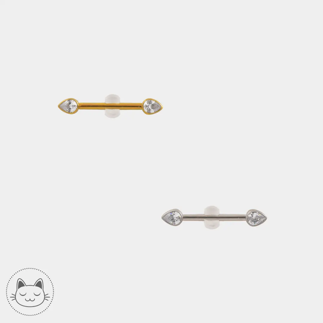 Bijou téton - Titane - Zircon goutte blanche - Kawaii Place piercing