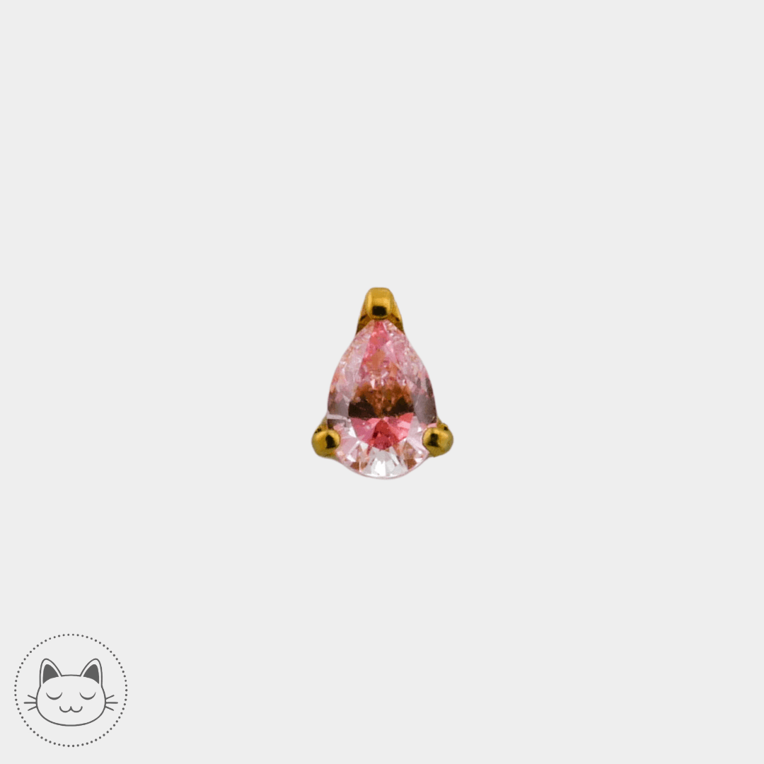 NeoMetal - Prong Goutte - Zircon Rose. - Kawaii Place piercing