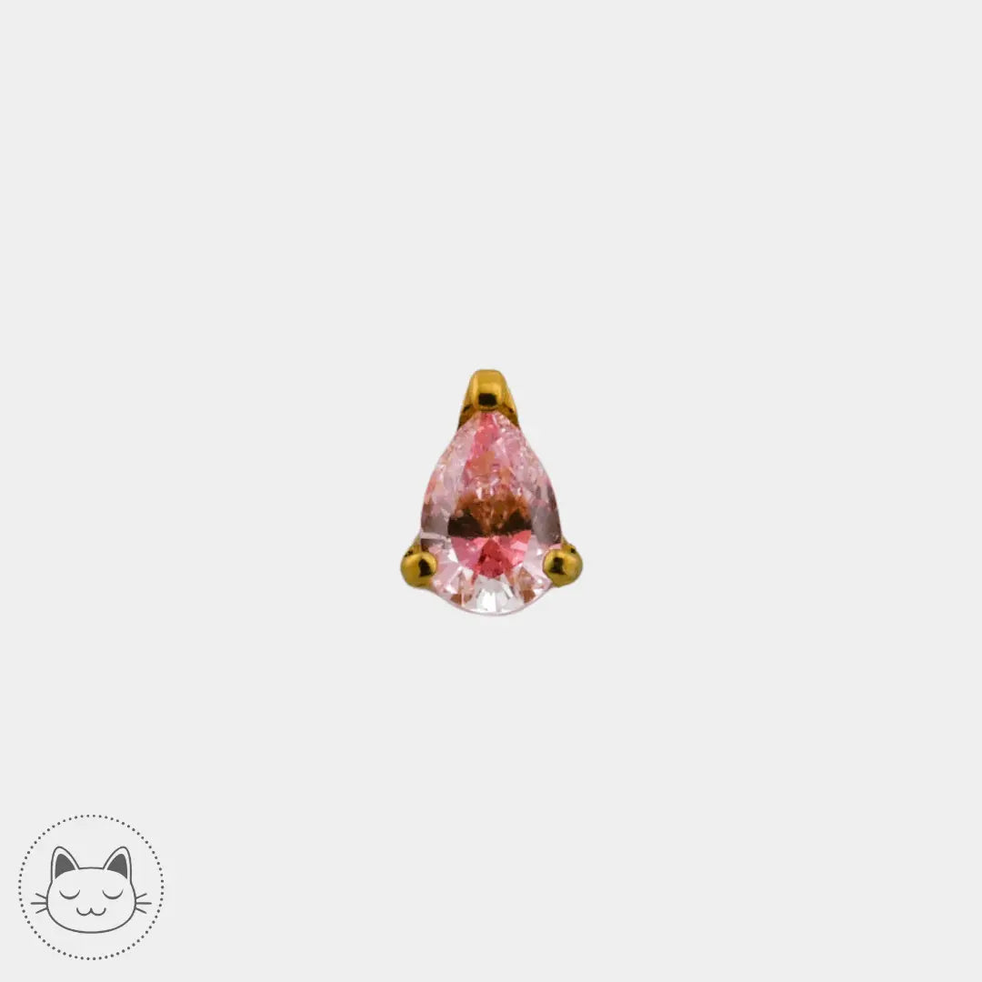 NeoMetal - Prong Goutte - Zircon Rose. - Kawaii Place piercing