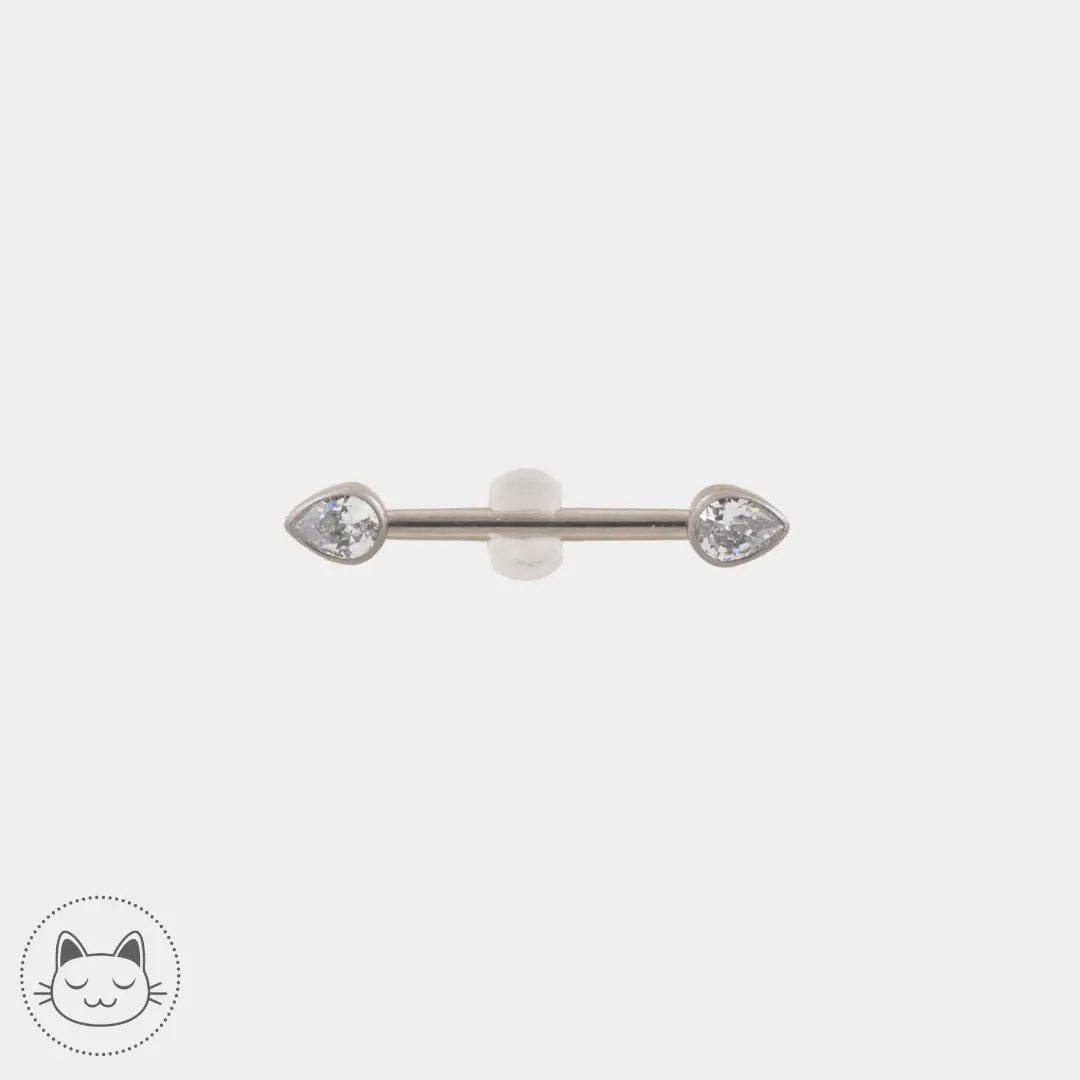 Bijou téton - Titane - Zircon goutte blanche - Kawaii Place piercing