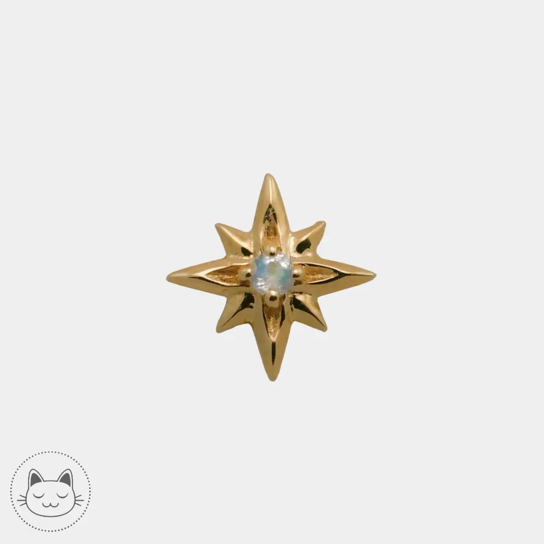 Naga - Hyperion - Or jaune et Rainbow Moonstone Kawaii Place piercing