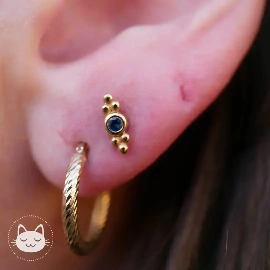 Naga - Athanor - Or jaune et Moldavite Kawaii Place piercing