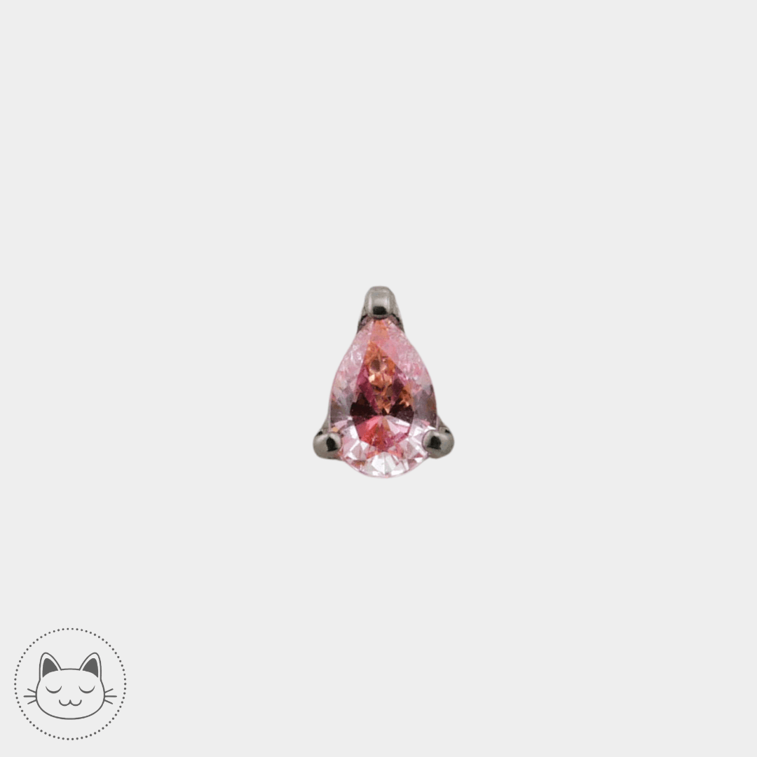 NeoMetal - Prong Goutte - Zircon Rose. - Kawaii Place piercing