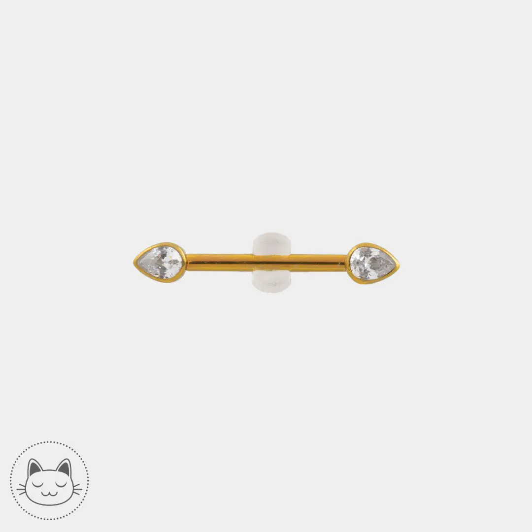 Bijou téton - Titane - Zircon goutte blanche - Kawaii Place piercing