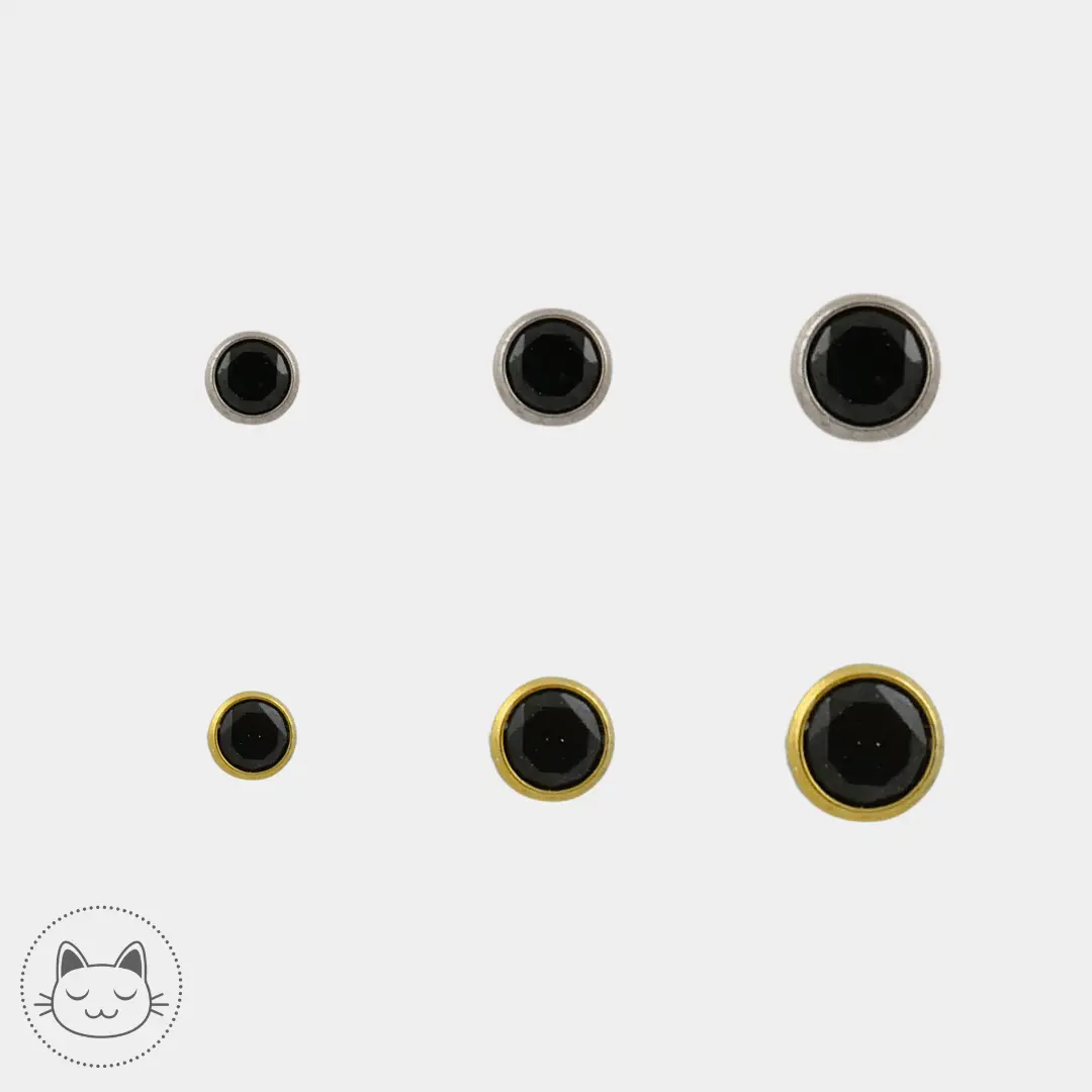 NeoMetal - Cabochon - Zircon Noir - Kawaii Place piercing