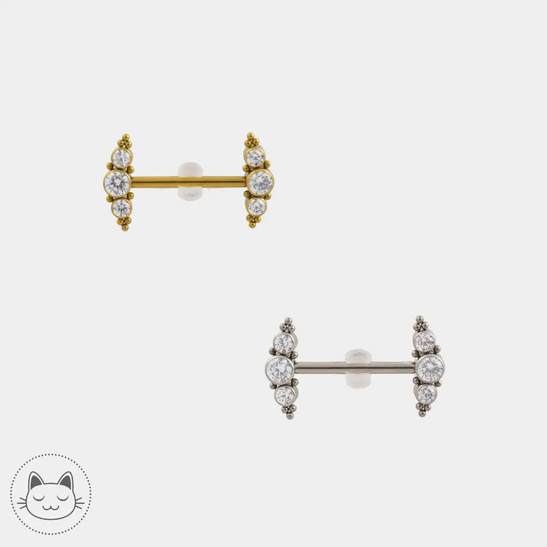 Bijou téton - Titane - Zircons et Ornements - Kawaii Place piercing