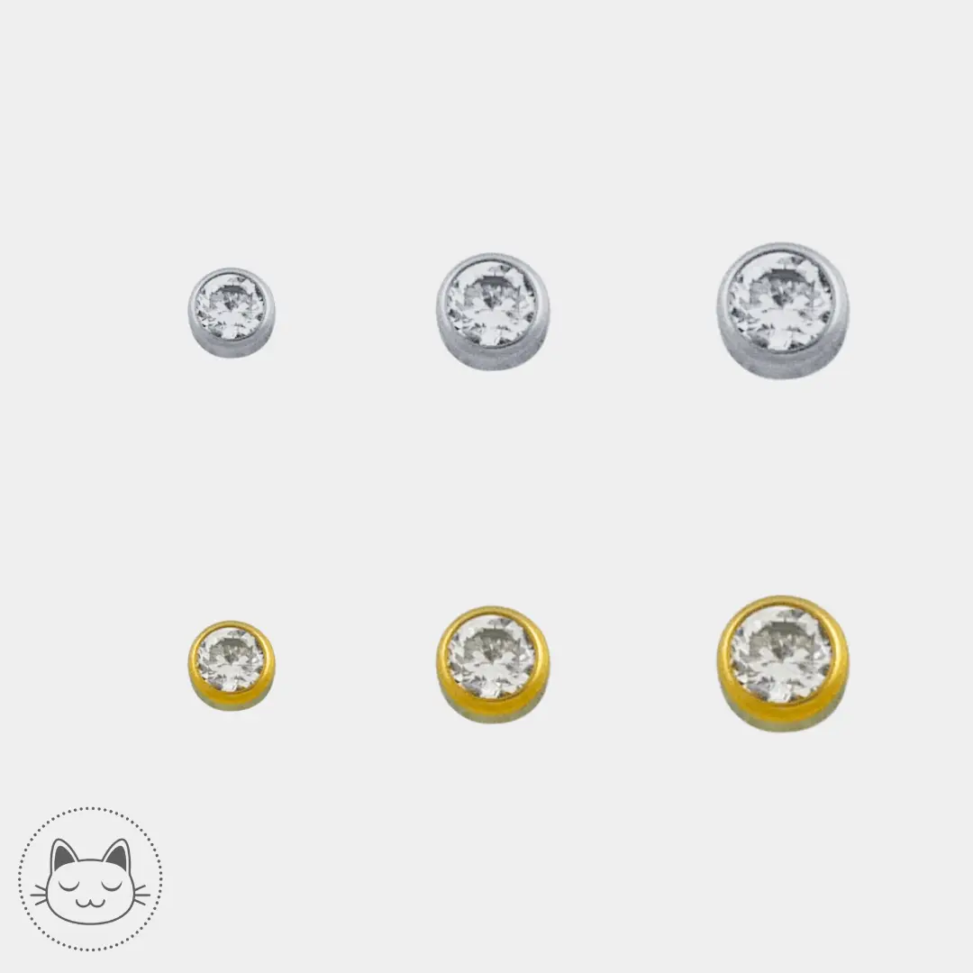 NeoMetal - Cabochon - Zircon Blanc - Kawaii Place piercing