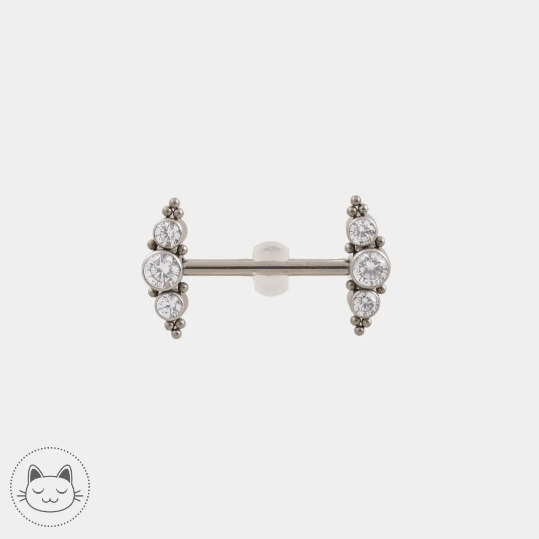 Bijou téton - Titane - Zircons et Ornements - Kawaii Place piercing