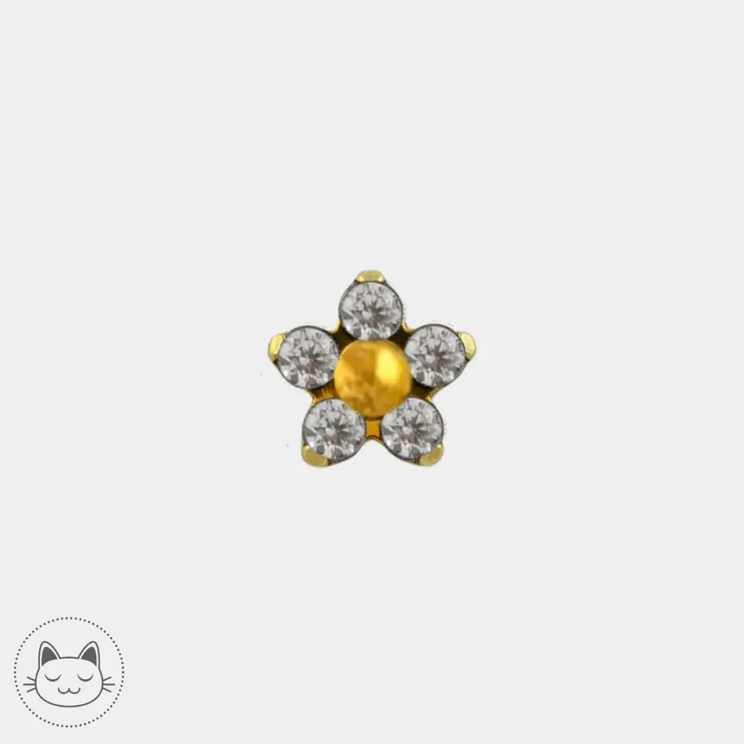 NeoMetal - Flower - Zircons Blanc - Kawaii Place piercing