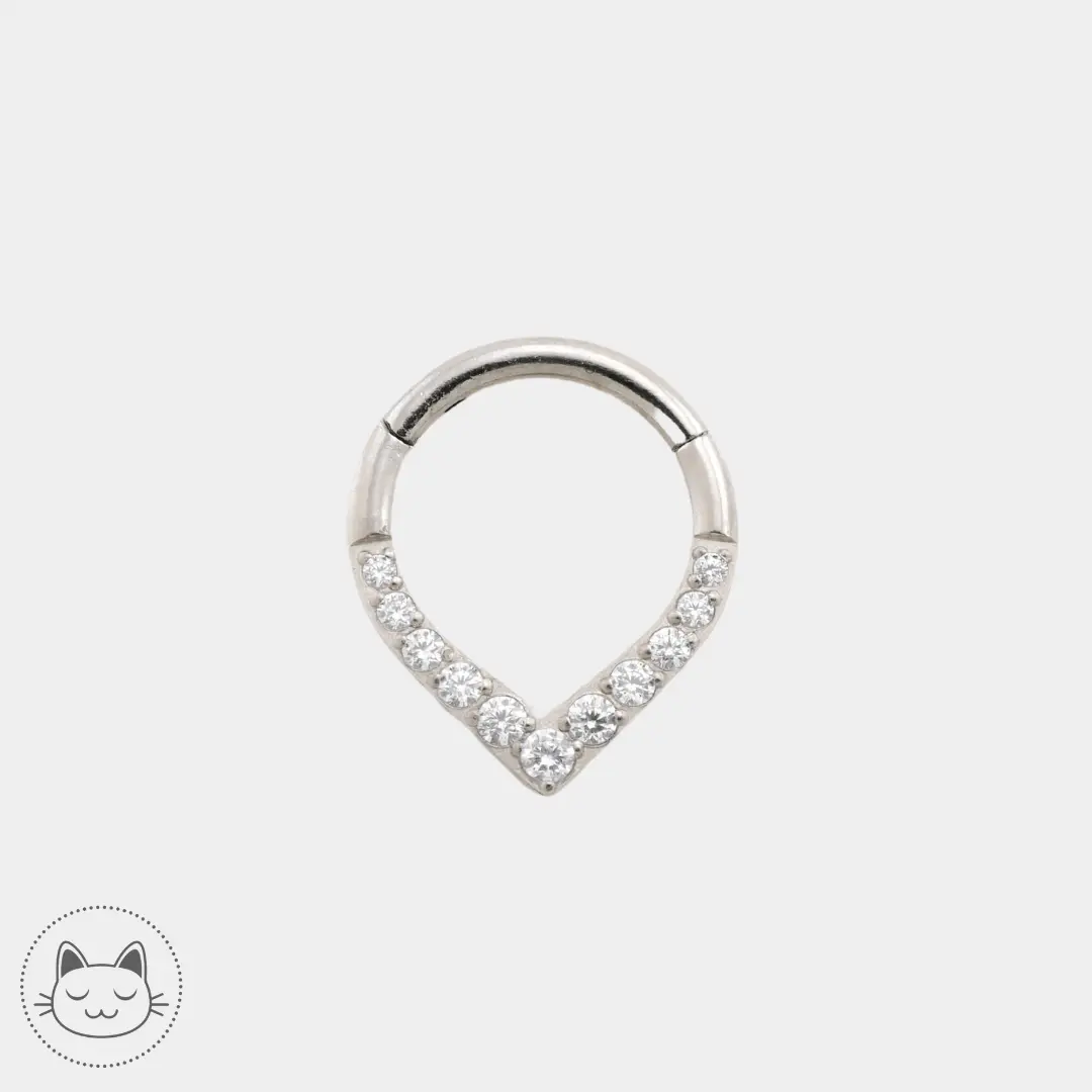 Anneau Titane - Drop - Zircons blancs - Kawaii Place piercing