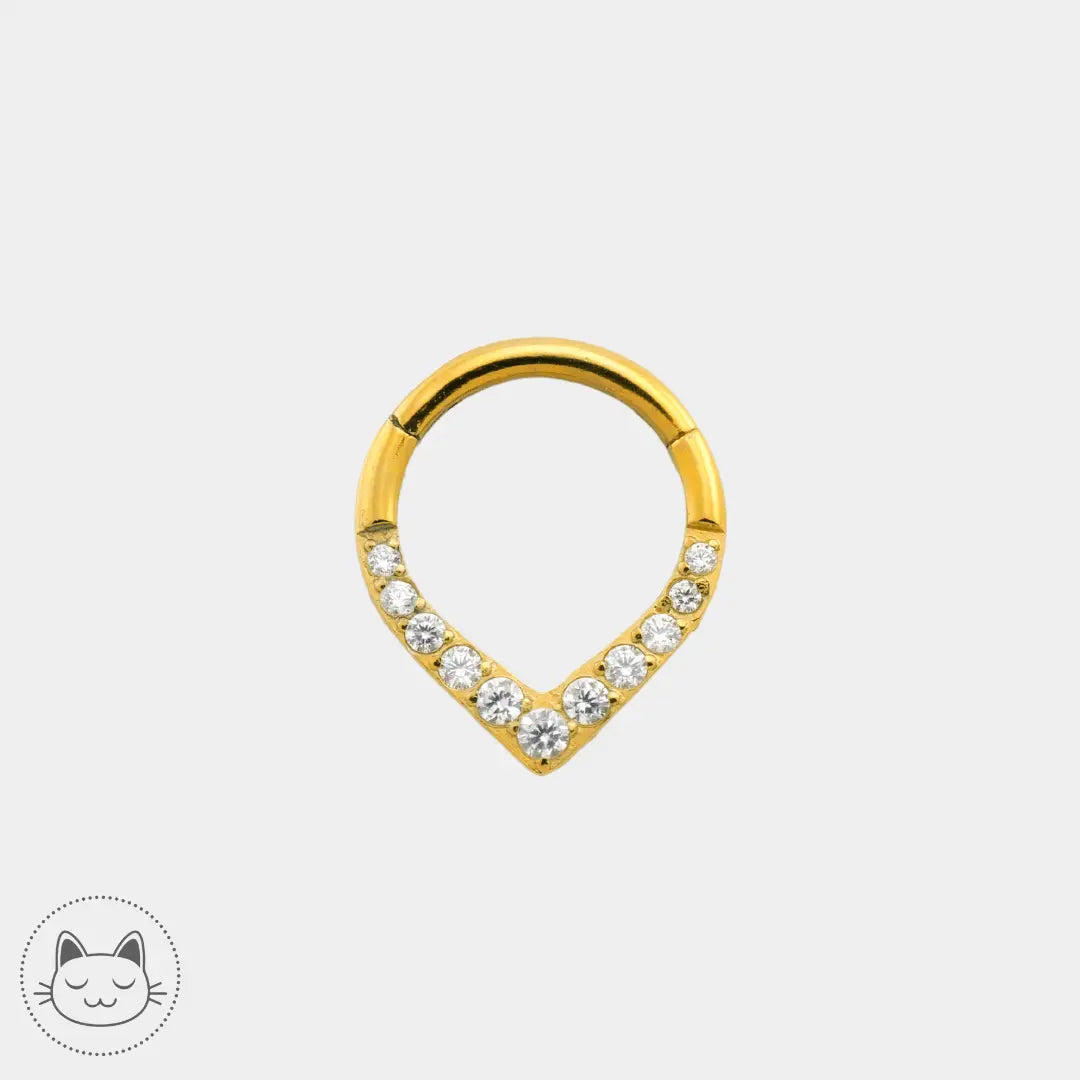 Anneau Titane - Drop - Zircons blancs - Kawaii Place piercing
