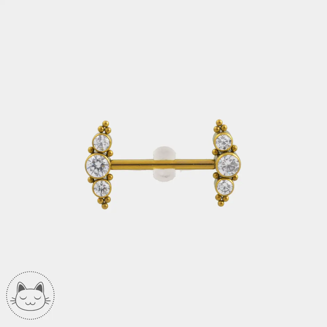 Bijou téton - Titane - Zircons et Ornements - Kawaii Place piercing