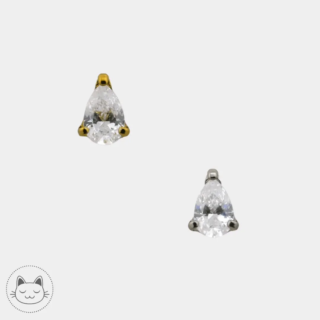 NeoMetal - Prong Goutte - Zircon blanc. - Kawaii Place piercing