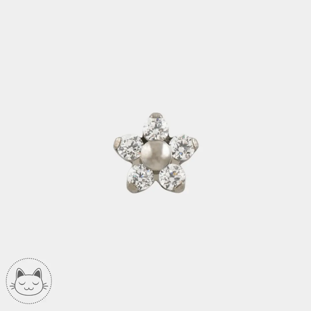 NeoMetal - Flower - Zircons Blanc - Kawaii Place piercing