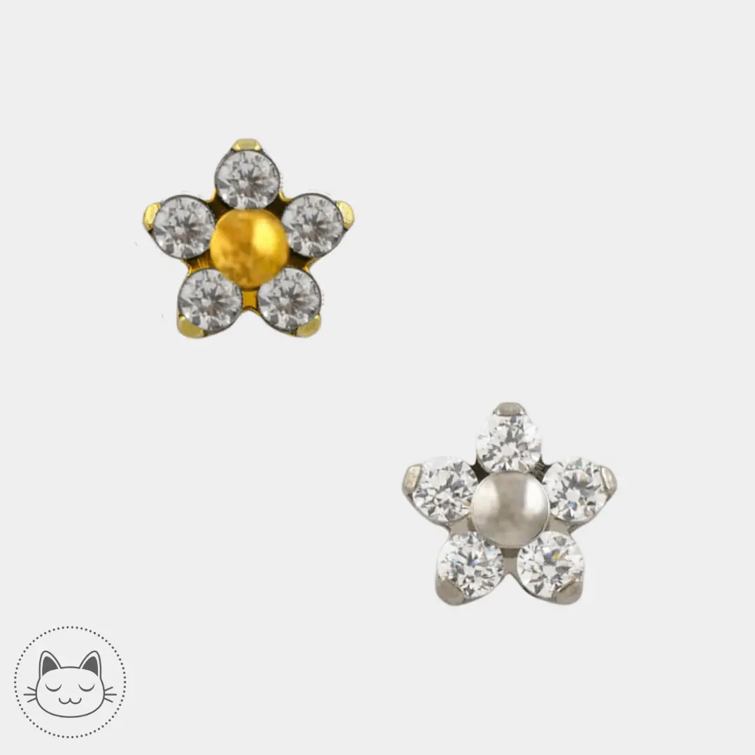 NeoMetal - Flower - Zircons Blanc - Kawaii Place piercing