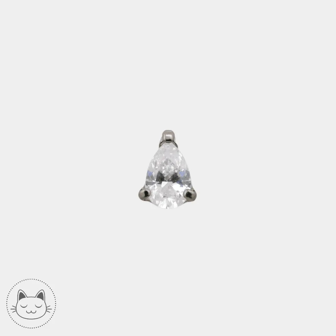 NeoMetal - Prong Goutte - Zircon blanc. - Kawaii Place piercing