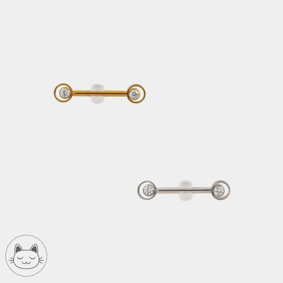 Bijou téton - Titane - Zircons blancs cerclés - Kawaii Place piercing