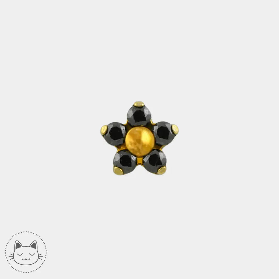 NeoMetal - Flower - Zircon noir - Kawaii Place piercing