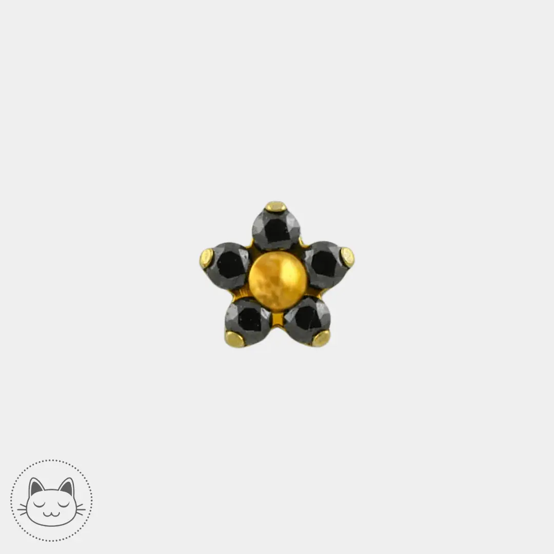 NeoMetal - Flower - Zircon noir - Kawaii Place piercing