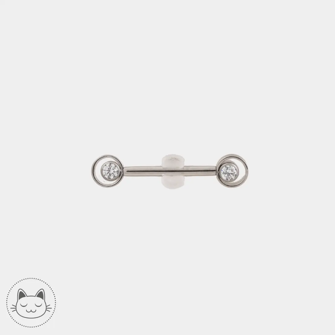 Bijou téton - Titane - Zircons blancs cerclés - Kawaii Place piercing