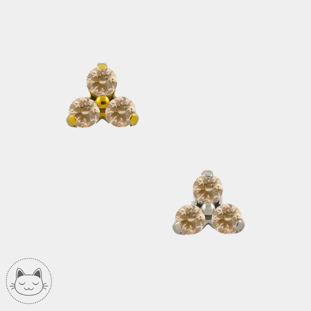 NeoMetal - Trinité - Zircon Champagne - Kawaii Place piercing