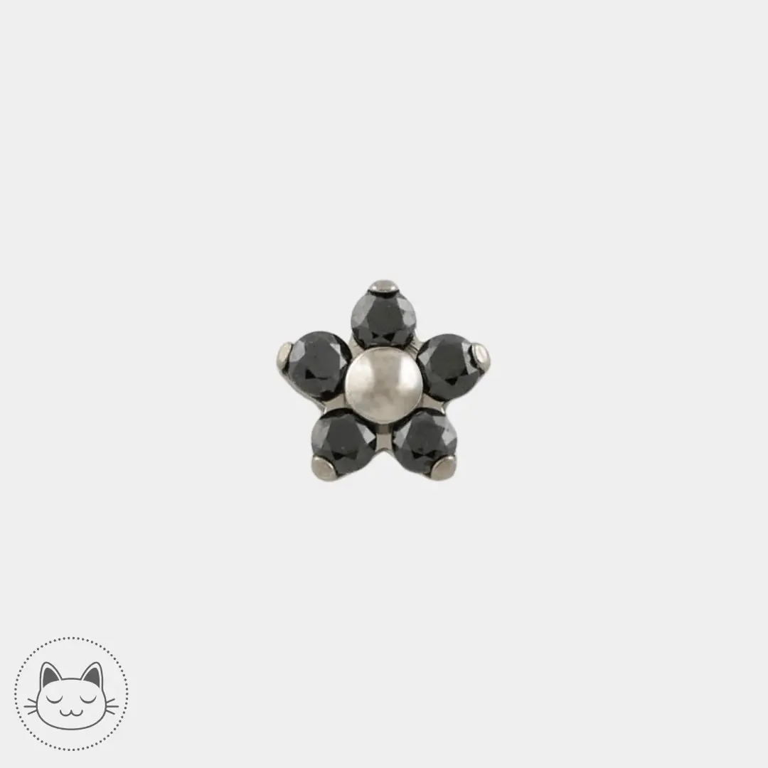 NeoMetal - Flower - Zircon noir - Kawaii Place piercing