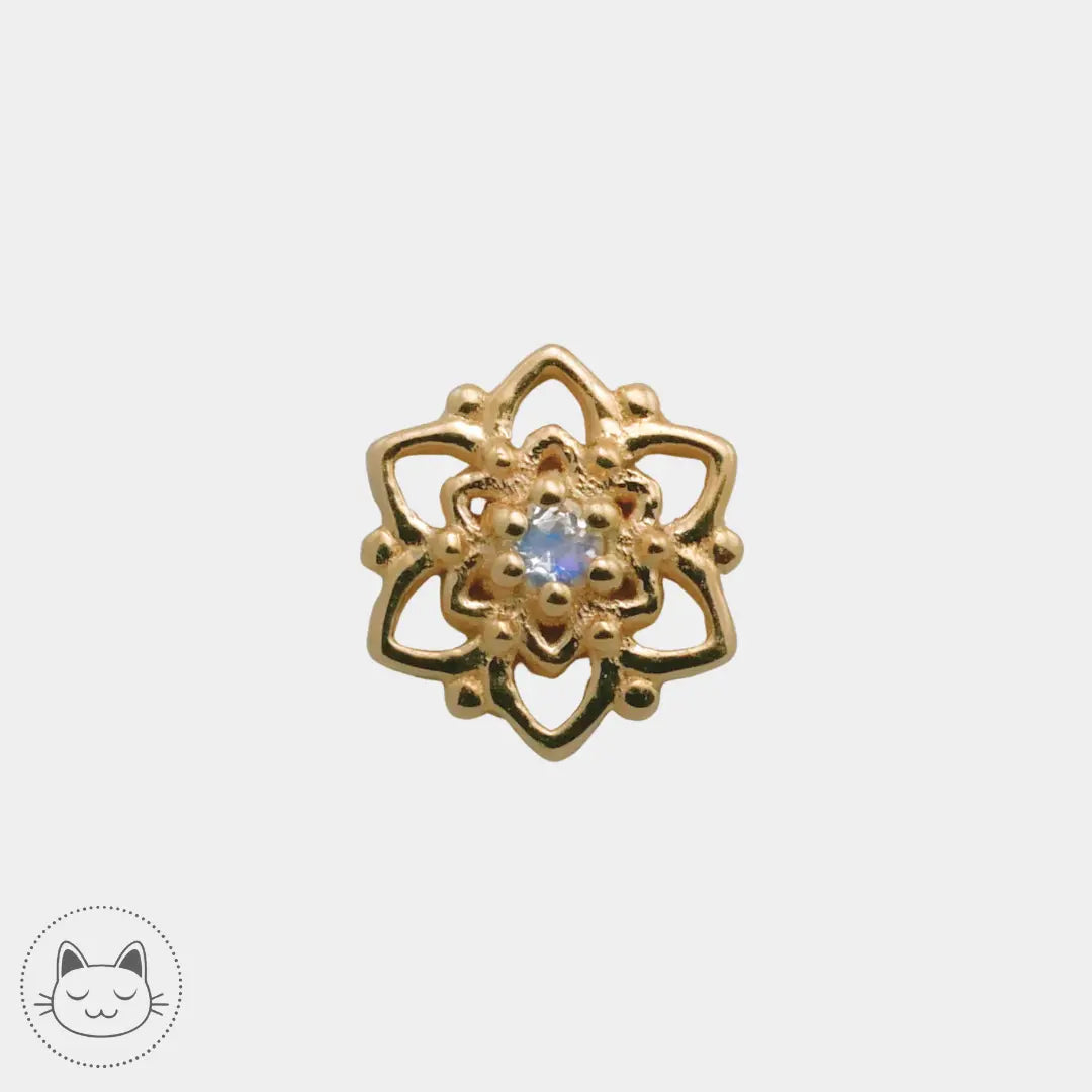 Naga - Demetria - Or jaune et Raibow Moonstone Kawaii Place piercing