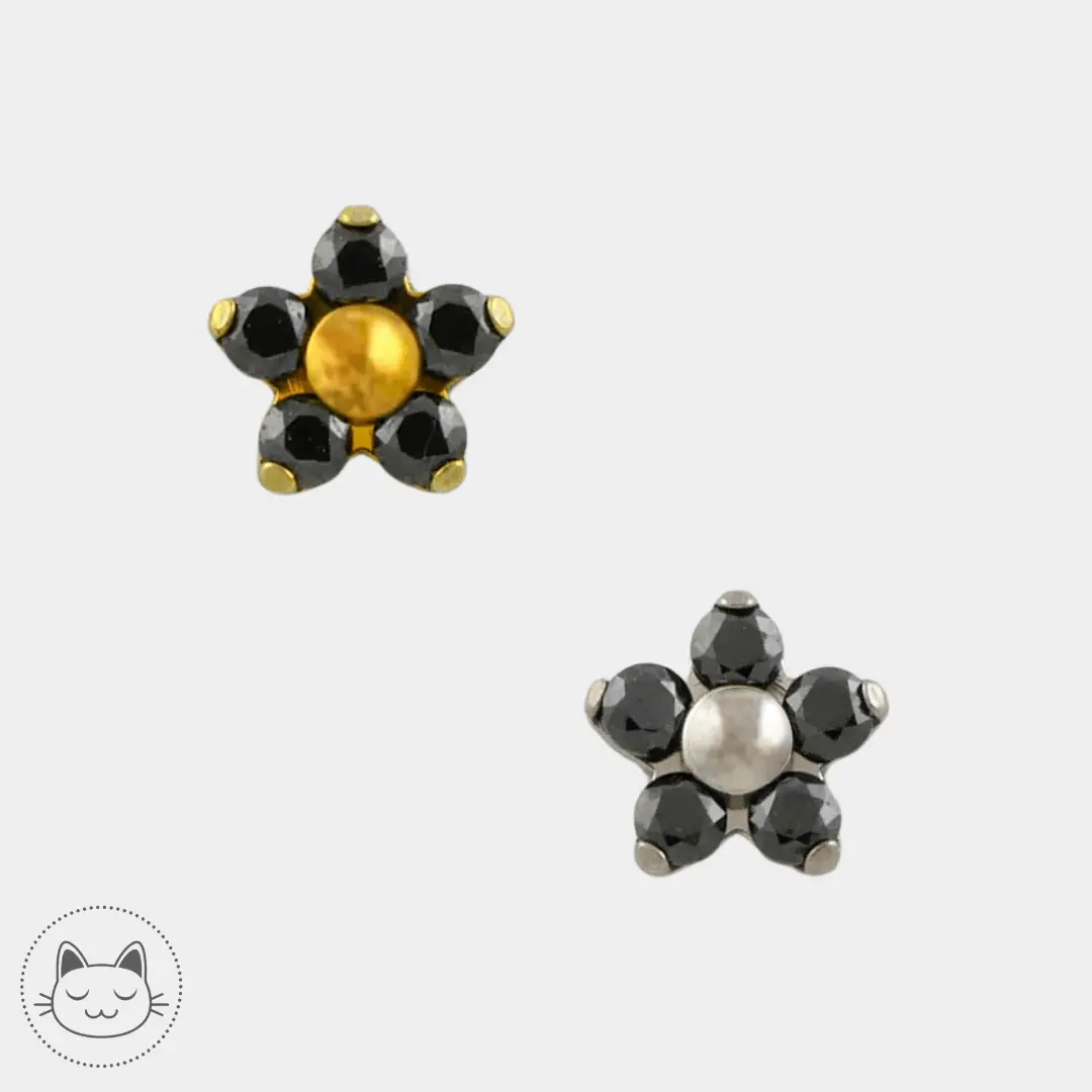 NeoMetal - Flower - Zircon noir - Kawaii Place piercing
