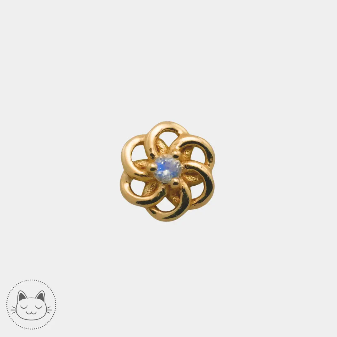Naga - Attraction - Or jaune et Rainbow Moonstone Kawaii Place piercing