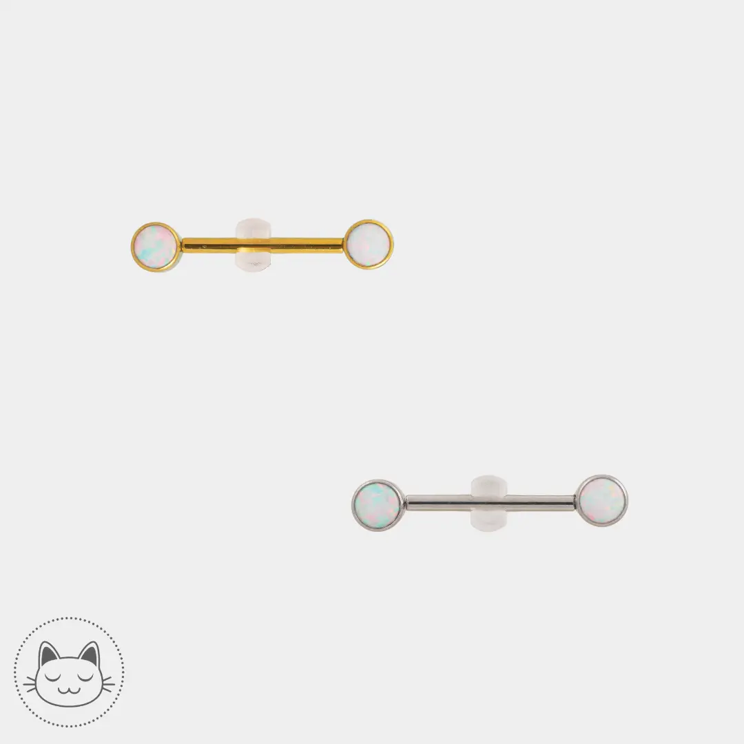 Bijou téton - Titane - Opaline blanche - Kawaii Place piercing