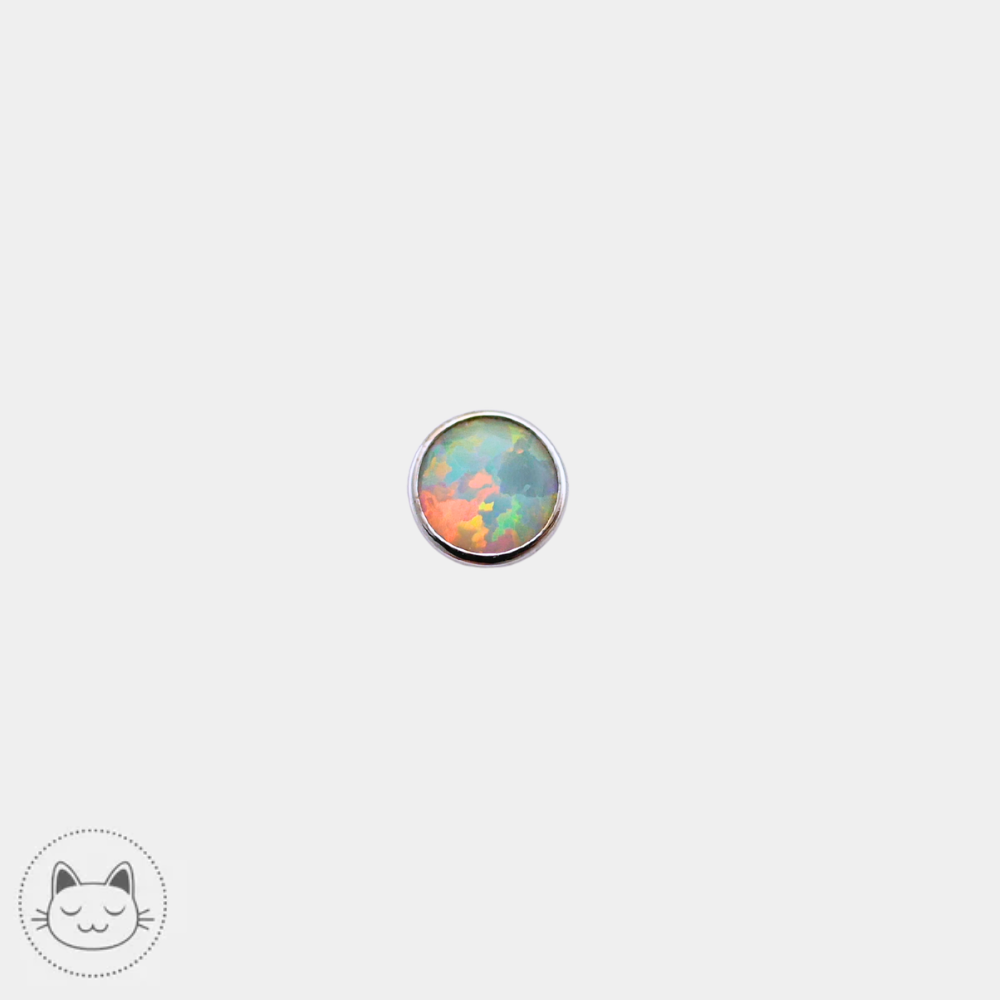 BVLA - Cabochon - Or blanc et Opale blanche Kawaii Place piercing