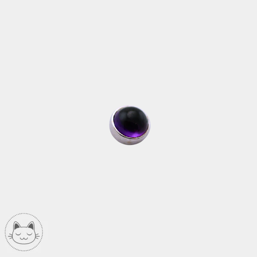 BVLA - Cabochon - Or blanc et améthyste Kawaii Place piercing