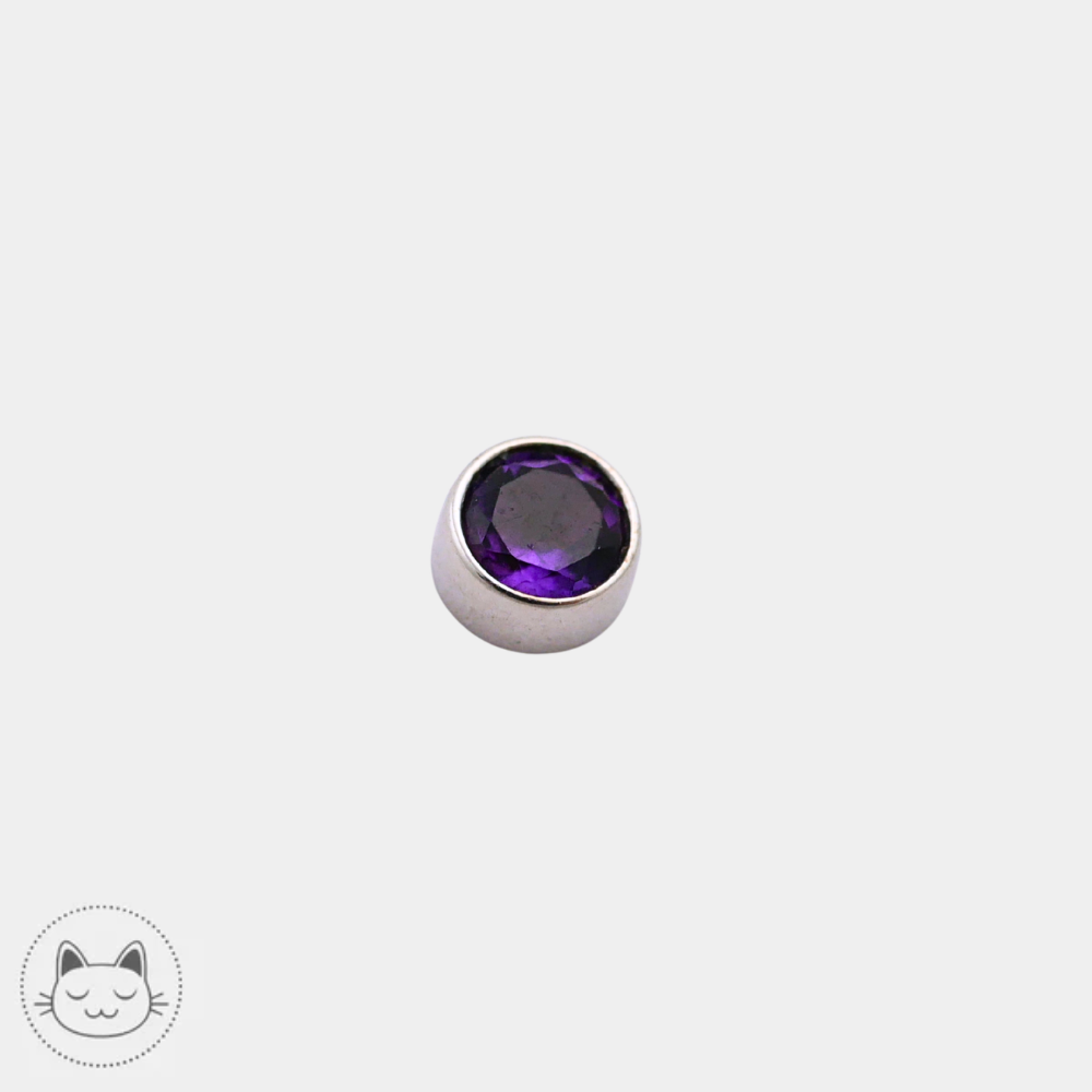 BVLA - Cabochon - Or blanc et améthyste Kawaii Place piercing