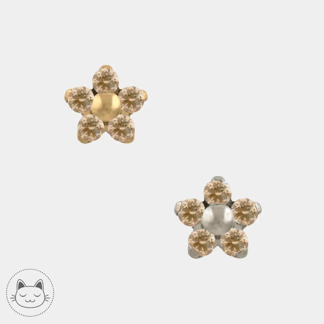 NeoMetal - Flower - Zircons Champagne - Kawaii Place piercing