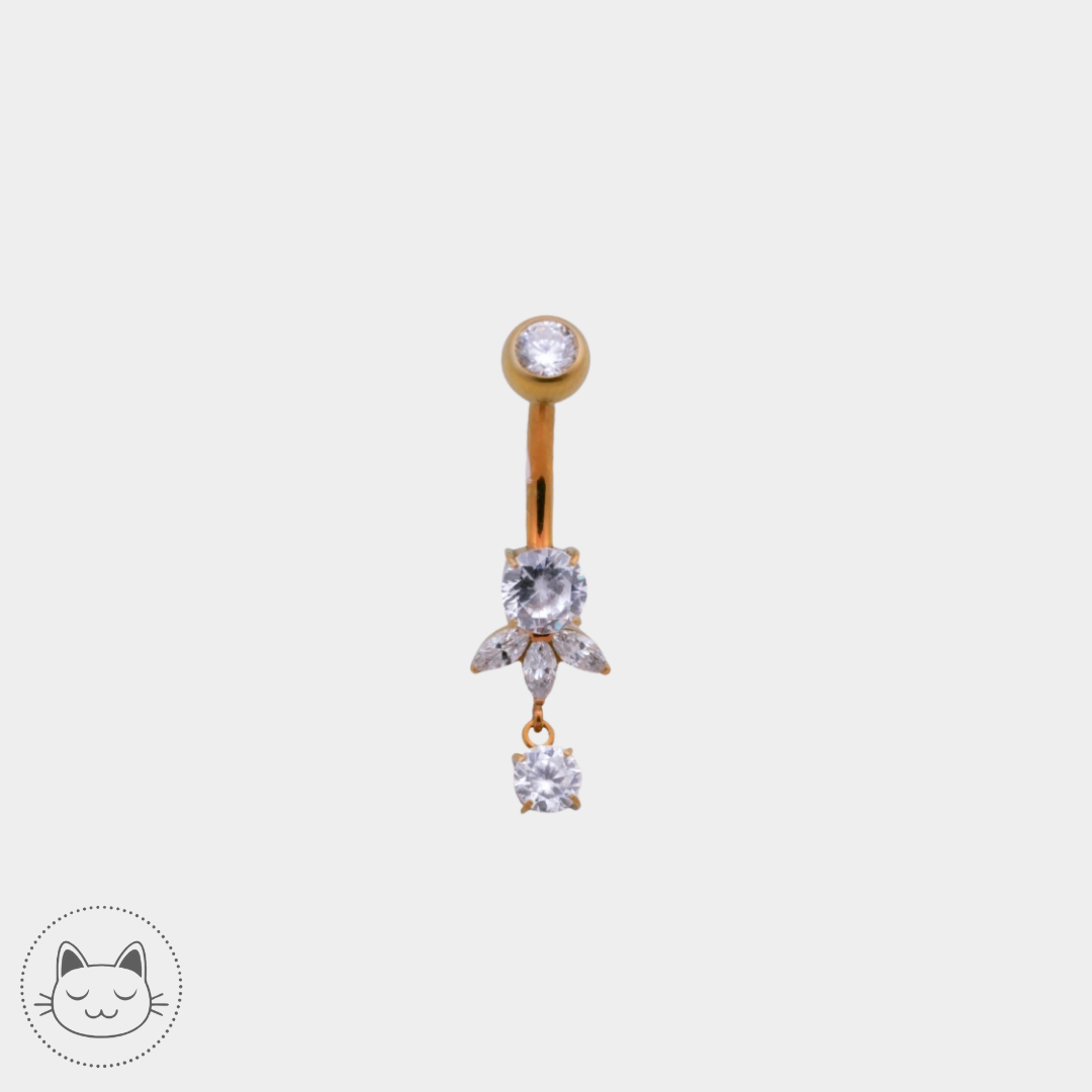 Bijou nombril marquises - Titane - Zircon blanc