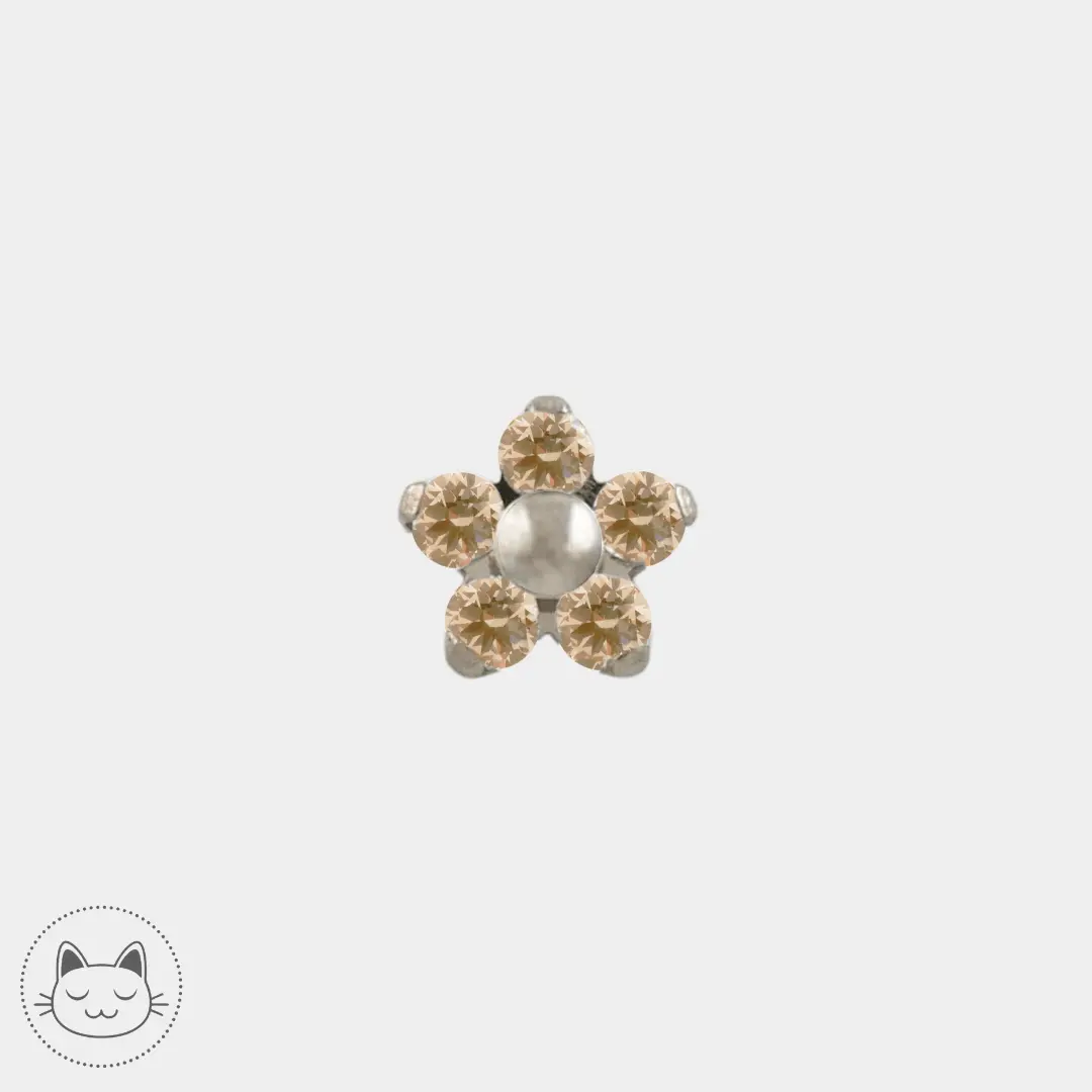 NeoMetal - Flower - Zircons Champagne - Kawaii Place piercing