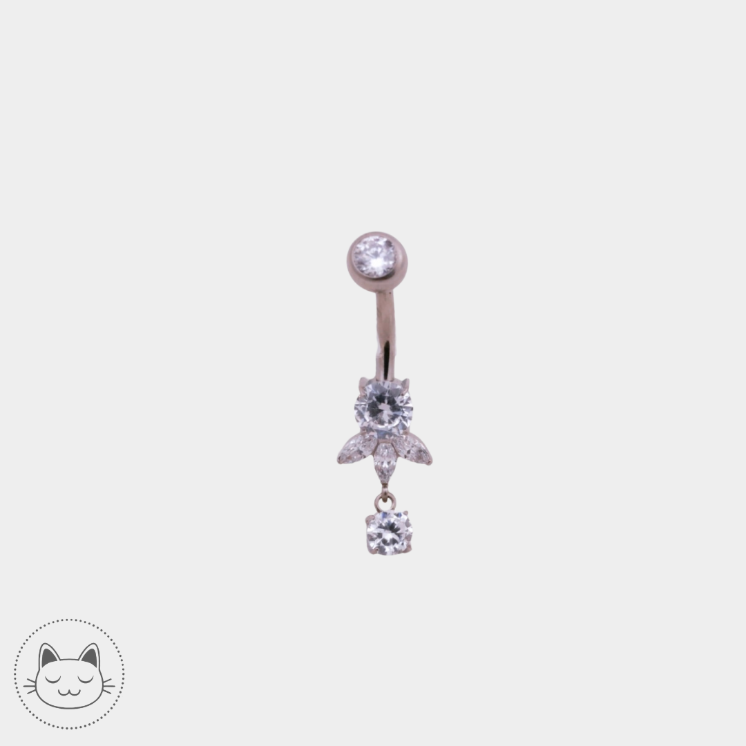 Bijou nombril marquises - Titane - Zircon blanc