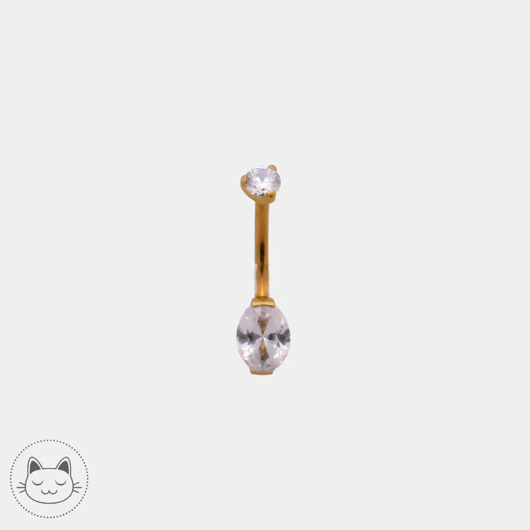 Bijou nombril ovale - Titane - Zircon blanc Kawaii Place piercing