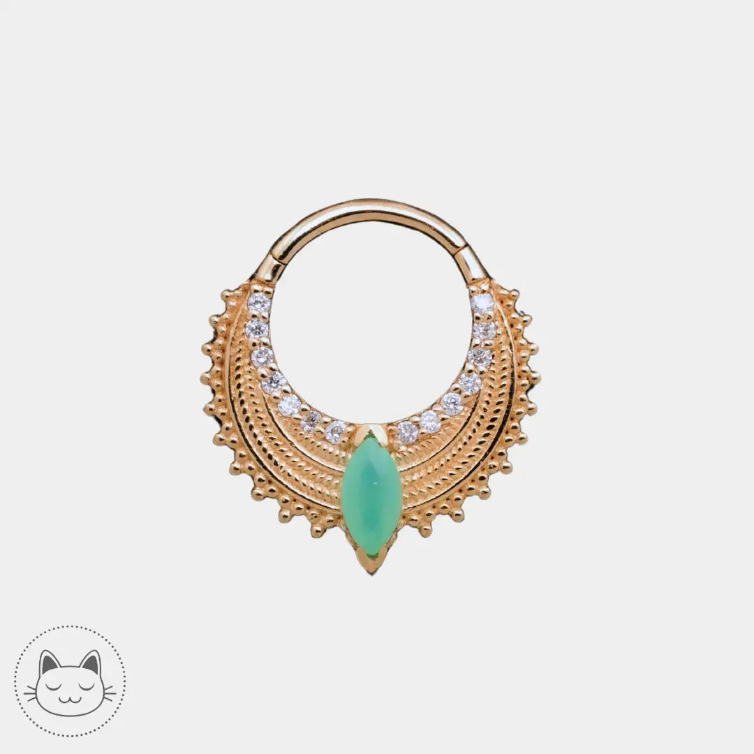 Naga Jewelry - Lagon - Chysoprase et diamants blancs. Kawaii Place piercing