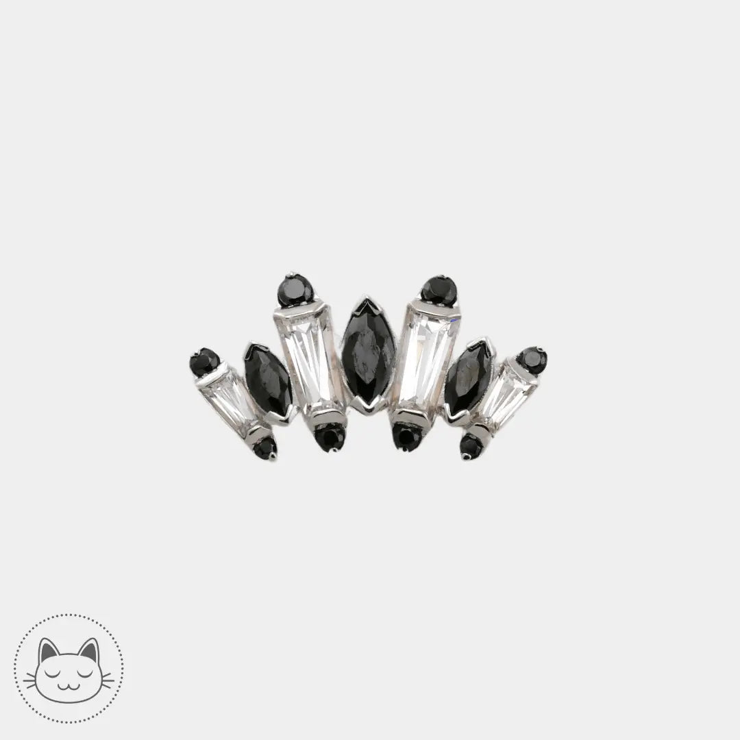 Auris- Cabochon "Iris"- Or blanc et Zircons noir et blanc. - Kawaii Place piercing