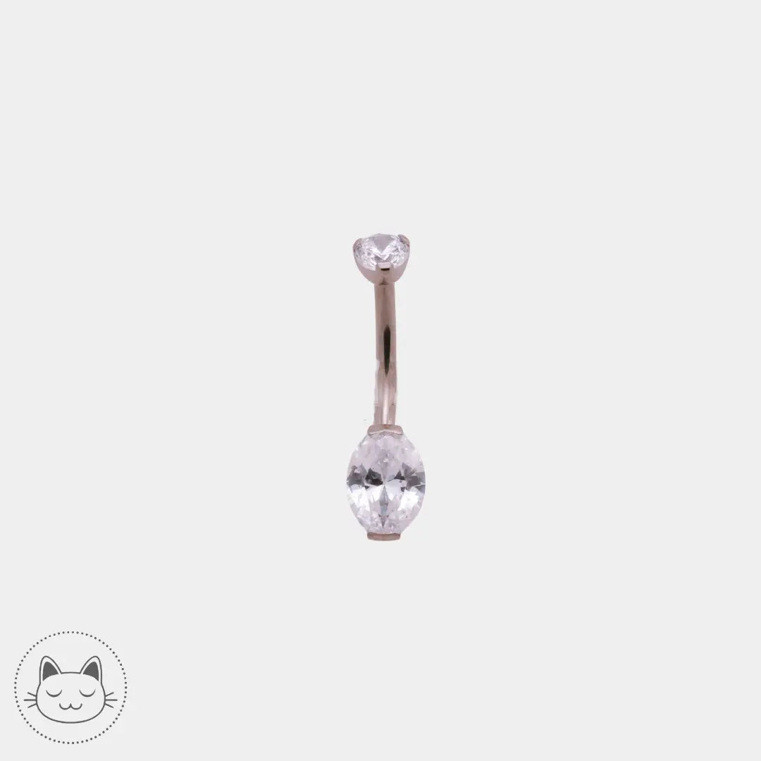 Bijou nombril ovale - Titane - Zircon blanc Kawaii Place piercing