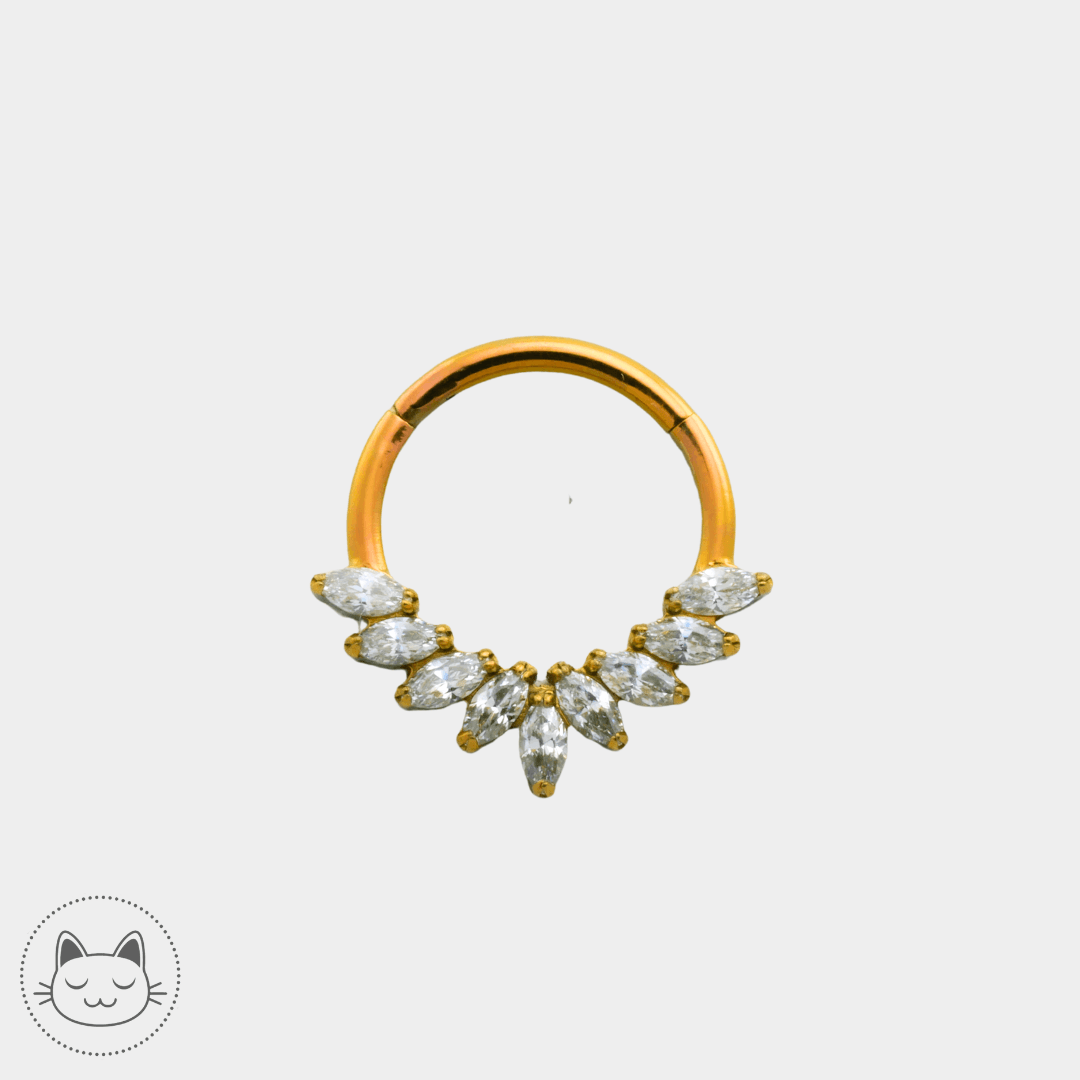 Anneau - Titane et Zircons marquise - Kawaii Place piercing