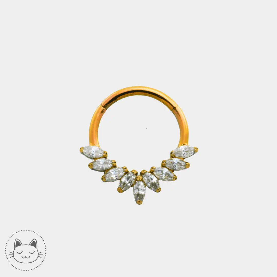 Anneau - Titane et Zircons marquise - Kawaii Place piercing
