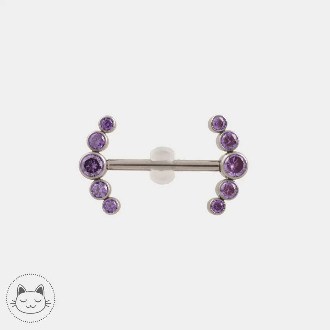 Bijou téton - Titane - Zircons violets - Kawaii Place piercing