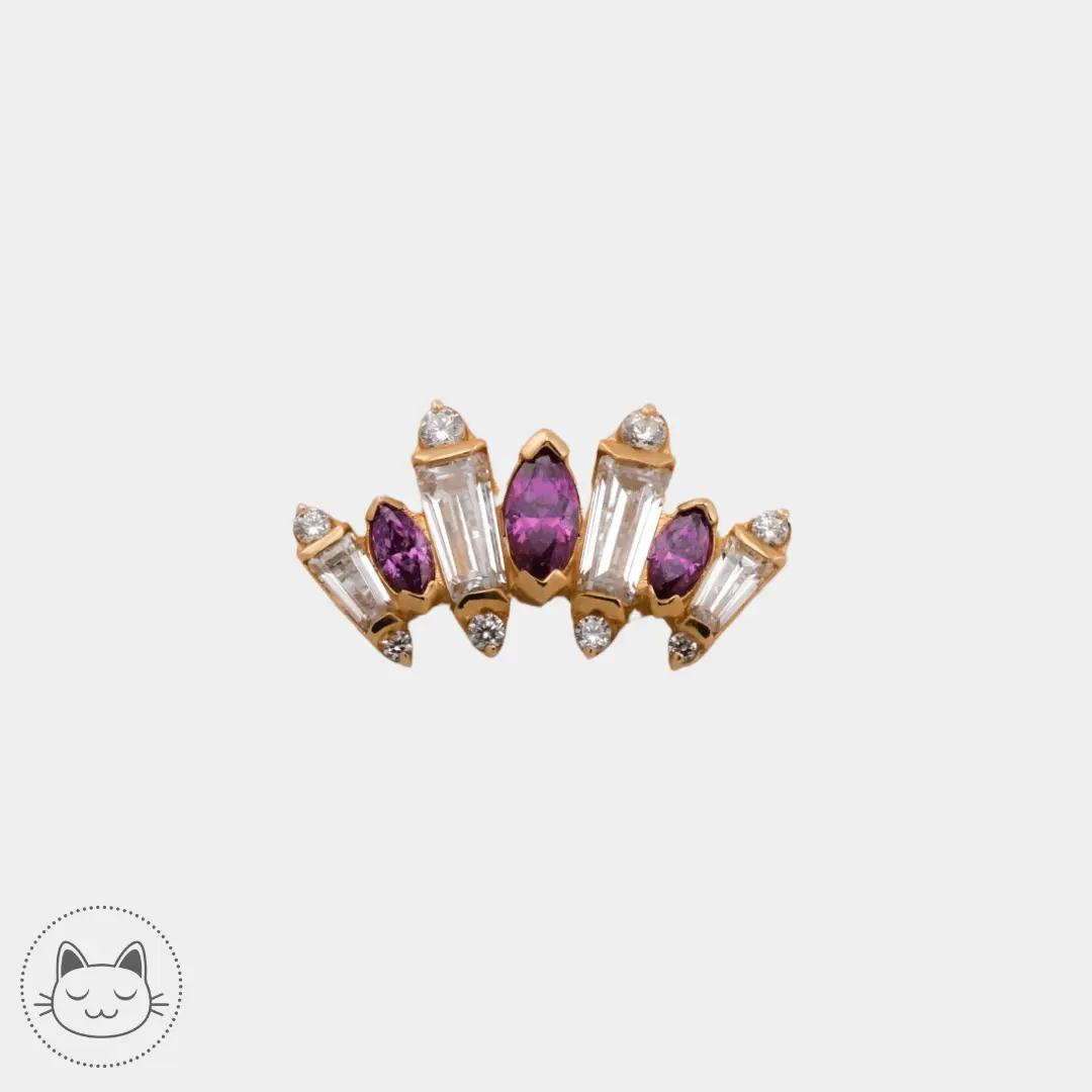 Auris- Cabochon "Iris"- Or jaune et Zircons rose et blanc. - Kawaii Place piercing