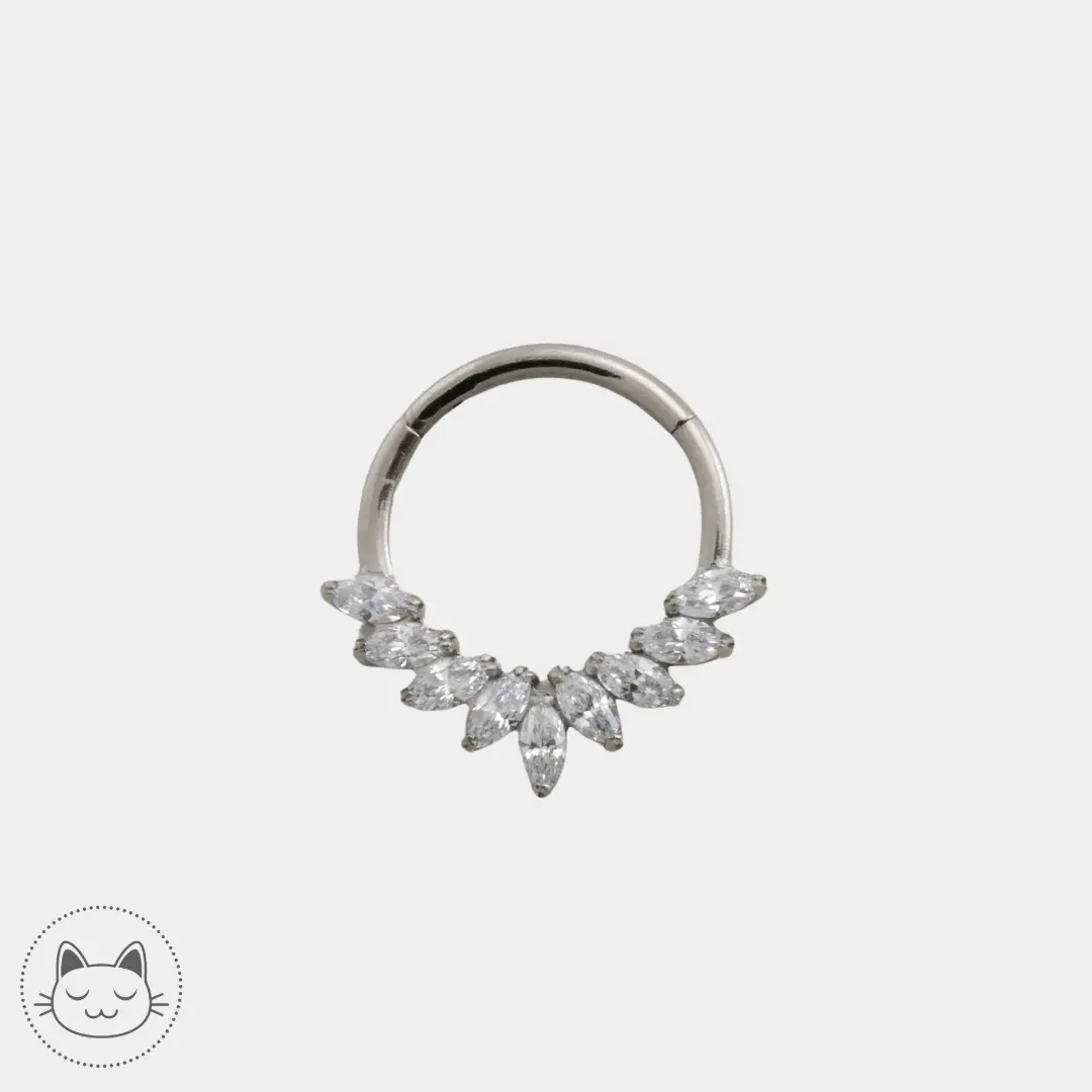 Anneau - Titane et Zircons marquise - Kawaii Place piercing