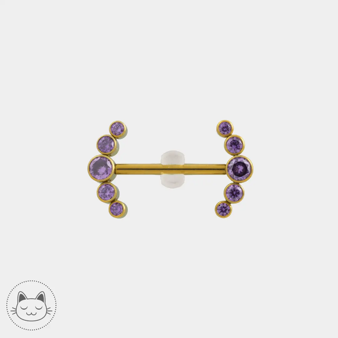 Bijou téton - Titane - Zircons violets - Kawaii Place piercing