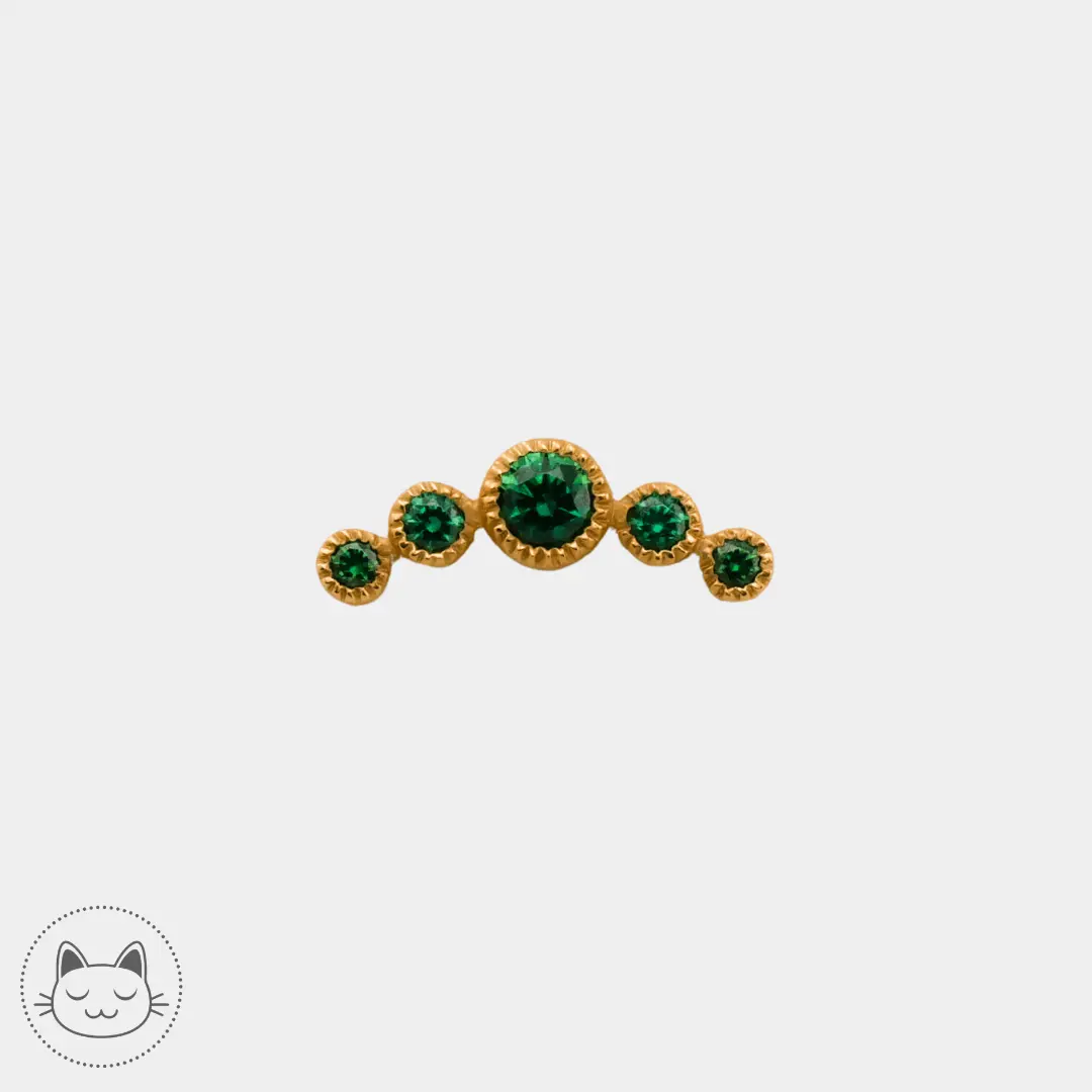 Auris- Cabochon "Moonheart"- Or jaune et zircons vert. - Kawaii Place piercing