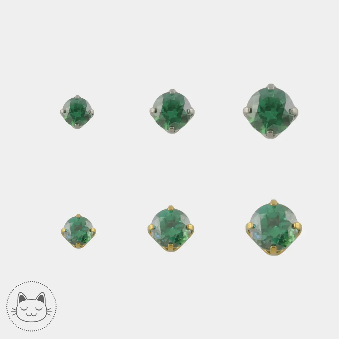 NeoMetal - Cabochon prong - Zircon Vert - Kawaii Place piercing